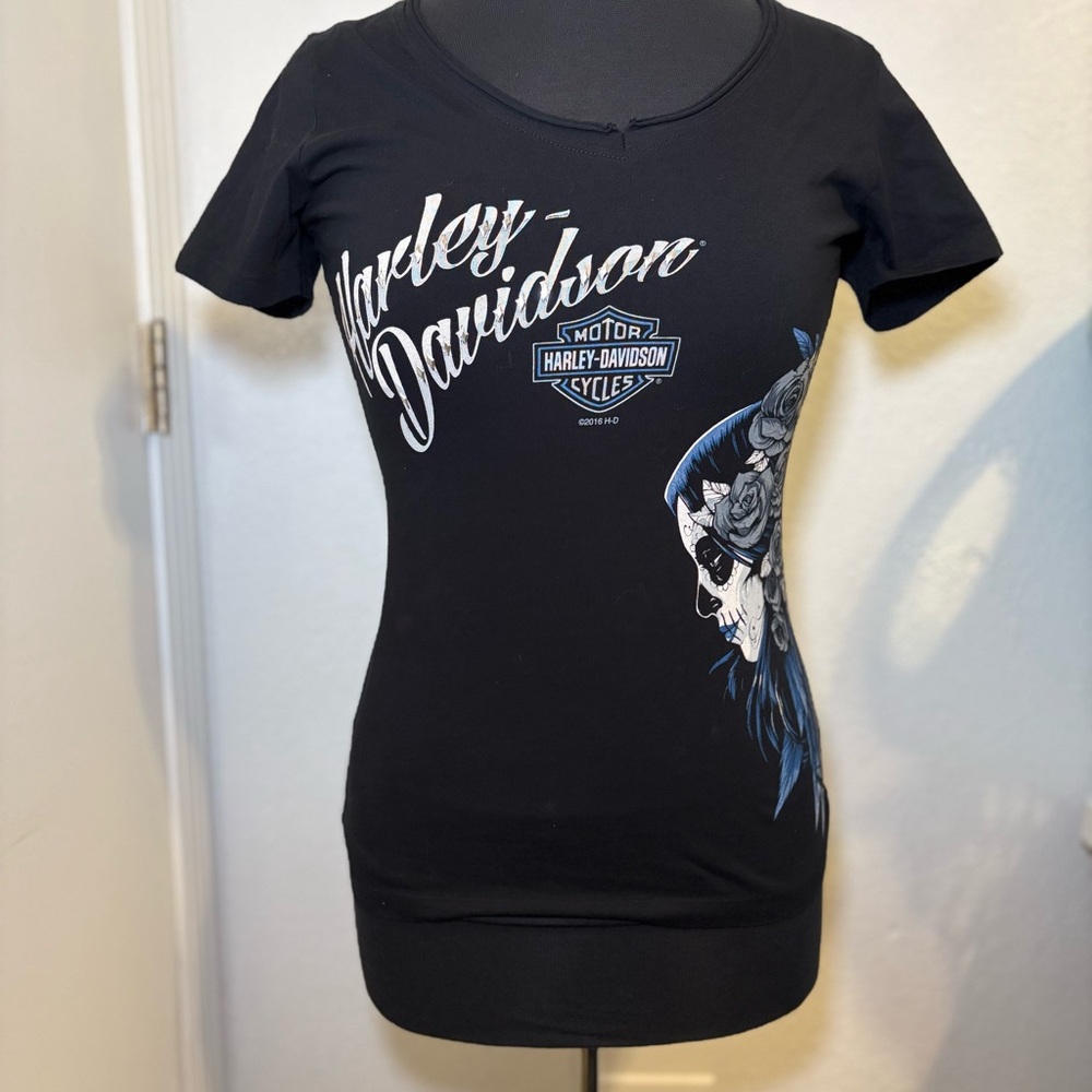 Harley-Davidson Black Tee with White Graphics
